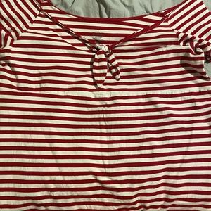 Super cute off the shoulder blouse red and white strips